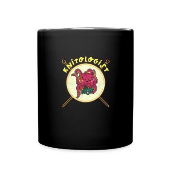 Knitting Knitter Crochet Wool Yarn Crochet Hook - Full Colour Mug - black - Front