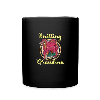Knitting Knitter Crochet Wool Yarn Crochet Hook - Full Colour Mug - black - Front