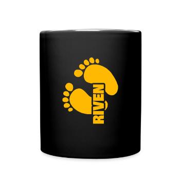 Footprint Baby Birth Riven - Full Colour Mug - black - Front