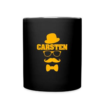 Schnurrbart Carsten - Tasse einfarbig - Schwarz - Vorne