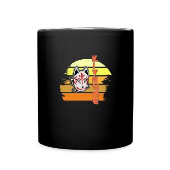 Japanese Tengu Hannya Kitsune Mask - Full Colour Mug - black - Front