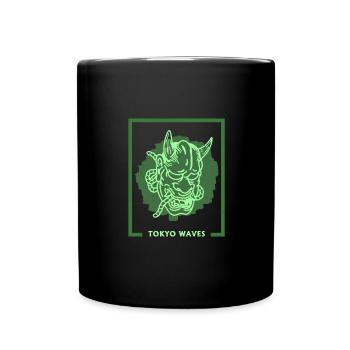 Japanese Tengu Hannya Kitsune Mask - Full Colour Mug - black - Front
