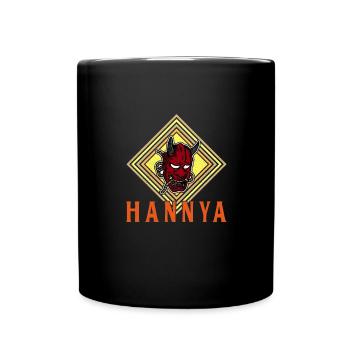 Japanese Tengu Hannya Kitsune Mask - Full Colour Mug - black - Front