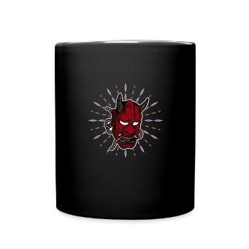 Japanese Tengu Hannya Kitsune Mask - Full Colour Mug - black - Front