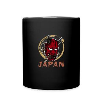 Japanese Tengu Hannya Kitsune Mask - Full Colour Mug - black - Front