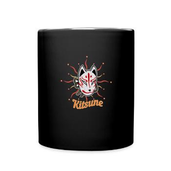 Japanese Tengu Hannya Kitsune Mask - Full Colour Mug - black - Front
