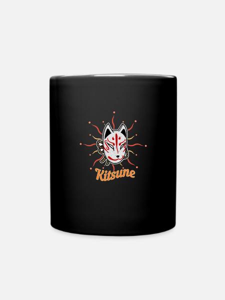 Japanische Tengu Hannya Kitsune Maske - Tasse einfarbig - Schwarz