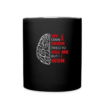 Mein eigenes Gehirn hat versucht, mich zu töten, - Tasse einfarbig - Schwarz - Vorne