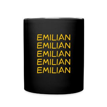Nom du garçon Emilian - Mug uni - noir - Devant