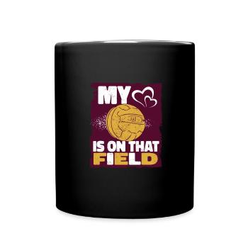 Mein Herz Ist Auf Dem Fußballplatz Fußball-Vibes - Tasse einfarbig - Schwarz - Vorne