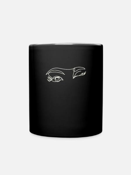 Line Art Drawn Woman with Hat Design - Mug uni - noir