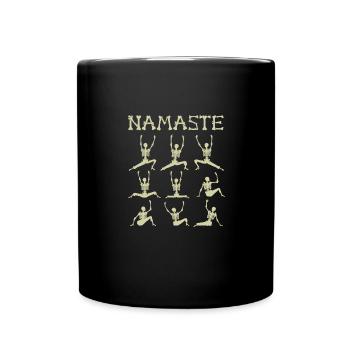 Namaste Witches Yoga Halloween Kostüm Besen - Tasse einfarbig - Schwarz - Vorne
