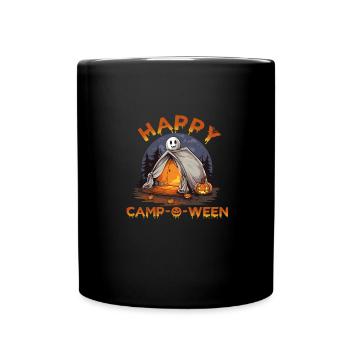 Halloween Camping Witch Costume Broom Pumpkin - Full Colour Mug - black - Front