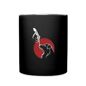 Mignon Squelette Main Boop Chien Chiot Halloween - Mug uni - noir - Devant