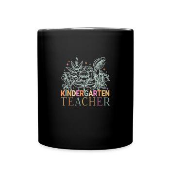Kindergarten Teacher Flower Groovy Teacher Back to top - Full Colour Mug - black - Front