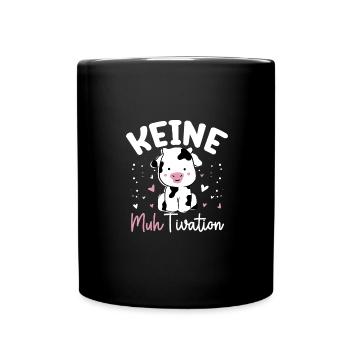 Kuh Keine Muhtivation Süße Kuh - Tasse einfarbig - Schwarz - Vorne