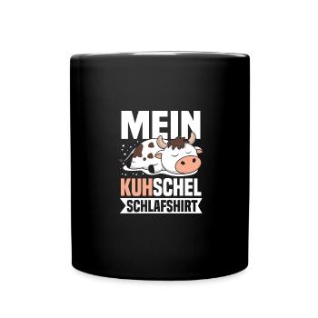 Da ist Mein Kuhschel Schlafshirt Lustiges Kuh - Tasse einfarbig - Schwarz - Vorne