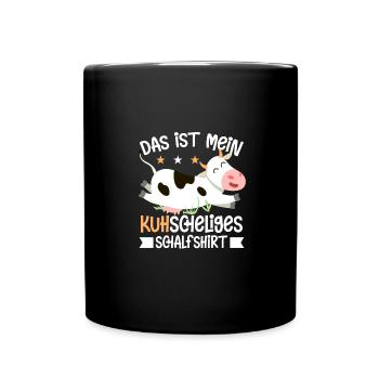 Kuh Scheliges Schlafshirt Koh Schlafanzug Süß - Tasse einfarbig - Schwarz - Vorne