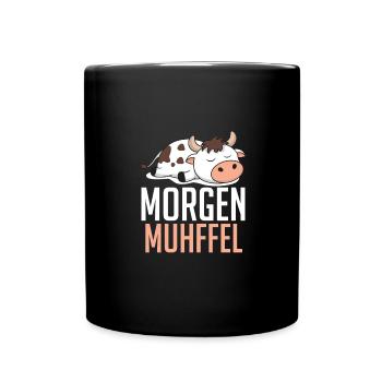 Kuh Morgen Muhffel Lustiges Kuh - Tasse einfarbig - Schwarz - Vorne