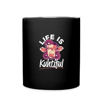 Life Is KUHtiful Coole Kuh - Tasse einfarbig - Schwarz - Vorne