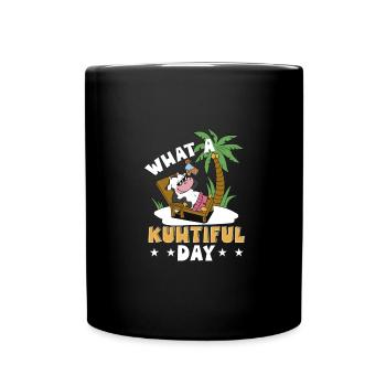 Kuh Spruch - What A Kuhtiful Day - Tasse einfarbig - Schwarz - Vorne