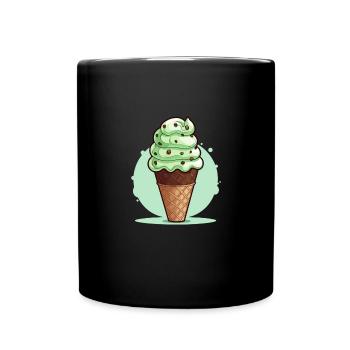 Minze Schokoladen Chip Eiscreme Tüte - Tasse einfarbig - Schwarz - Vorne