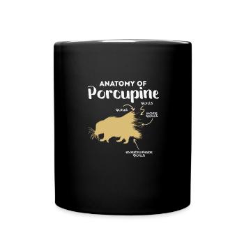 Anatomie Des Stachelschweins Naturliebhaber Stich - Tasse einfarbig - Schwarz - Vorne