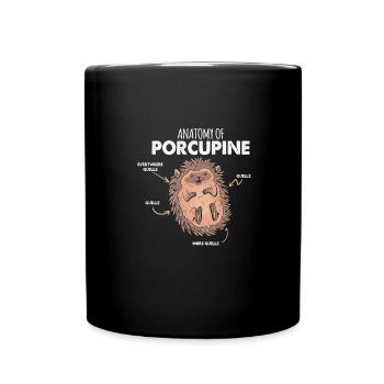 Anatomie Des Stachelschweins Naturliebhaber Stich - Tasse einfarbig - Schwarz - Vorne