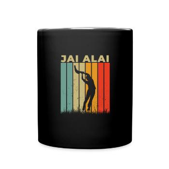 Retro Jai Alai Pelota Basque Schläger Schnellster - Tasse einfarbig - Schwarz - Vorne