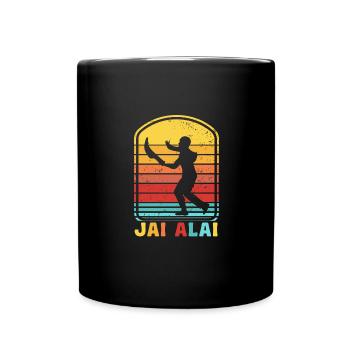 Retro Jai Alai Pelota Basque Schläger Schnellster - Tasse einfarbig - Schwarz - Vorne
