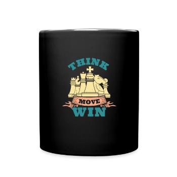 Chess, Think, Move, Win, Chess Master Club - Full Colour Mug - black - Front