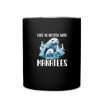 Das Leben Ist Besser Mit Seekühen Wassertiere - Tasse einfarbig - Schwarz - Vorne