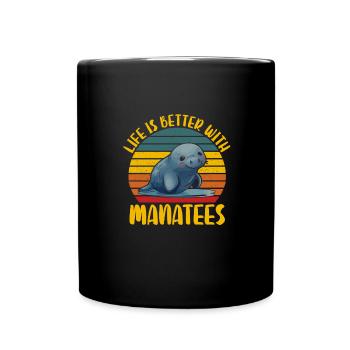 Das Leben Ist Besser Mit Seekühen Wassertiere - Tasse einfarbig - Schwarz - Vorne