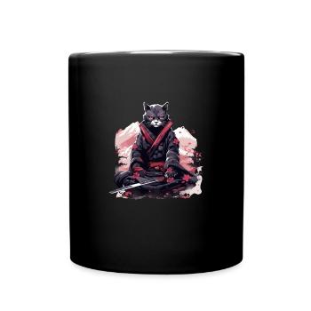 Japanische Kunst Katze Kawaii Anime - Tasse einfarbig - Schwarz - Vorne