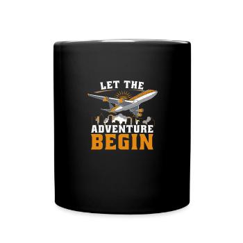 Let the adventure begin - travelling by plane - Full Colour Mug - black - Front