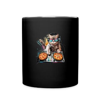 Disque Jockey Pizza Chat de l’Espace - Interstellaire - Mug uni - noir - Devant