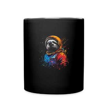 Faultier-Astronaut - Eine Weltraumreise In - Tasse einfarbig - Schwarz - Vorne