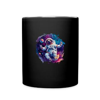 Faultier-Astronaut - Eine Weltraumreise In - Tasse einfarbig - Schwarz - Vorne