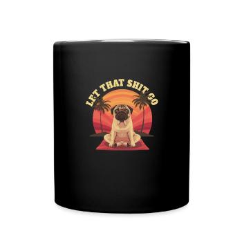 Pug Meditates Lotus Tree of Life Meditation - Full Colour Mug - black - Front