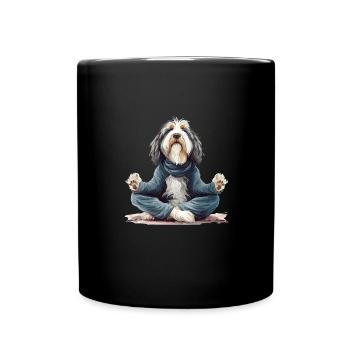 Inhale, Exhale - Pug, Yoga, Exercise, Dog Sports - Full Colour Mug - black - Front