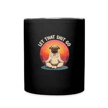 Pug Meditates Lotus Tree of Life Meditation - Full Colour Mug - black - Front
