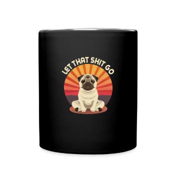 Pug Meditates Lotus Tree of Life Meditation - Full Colour Mug - black - Front