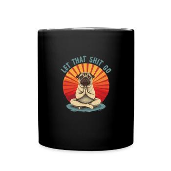 Pug Meditates Lotus Tree of Life Meditation - Full Colour Mug - black - Front
