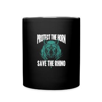 Protect the Horn - Save the Rhino - Awareness - Full Colour Mug - black - Front