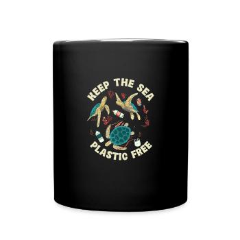 Keep The Sea Plastic Free Schildkröte Motiv - Tasse einfarbig - Schwarz - Vorne