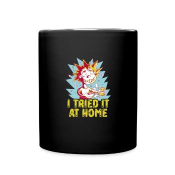 I Tried It At Home Skelett Fahrradunfall - Tasse einfarbig - Schwarz - Vorne