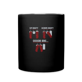 Up Shift Down Shift Funny Car Gear Changes - Full Colour Mug - black - Front