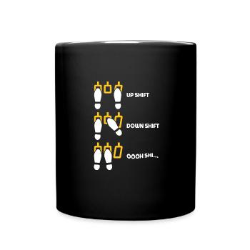 Up Shift Down Shift Funny Car Gear Changes - Full Colour Mug - black - Front