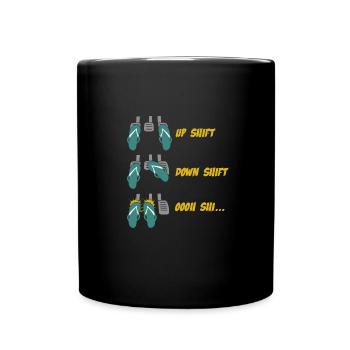 Up Shift Down Shift Funny Car Gear Changes - Full Colour Mug - black - Front