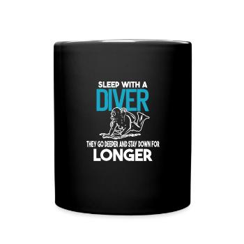 Sleep with a diver - depth and endurance - Full Colour Mug - black - Front